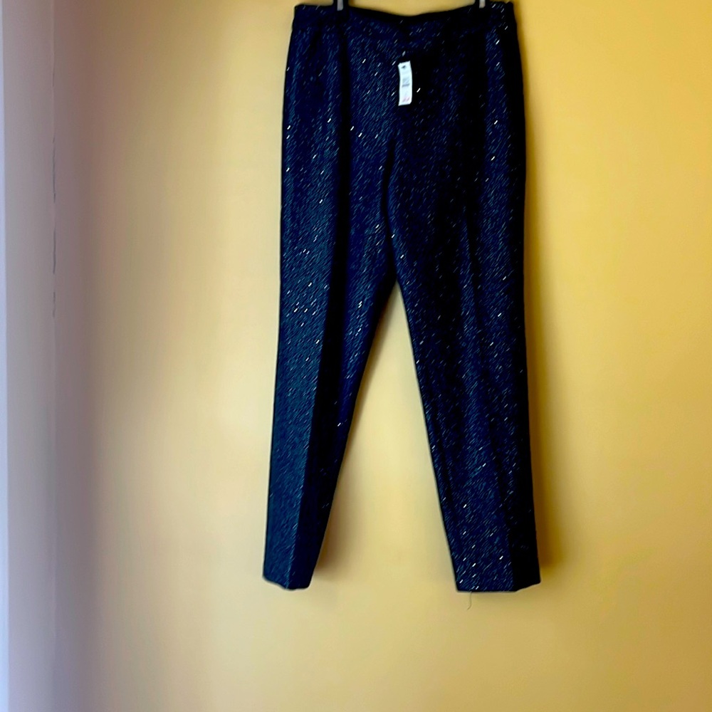 Sz 2 Talbots black small silver sequined pants.